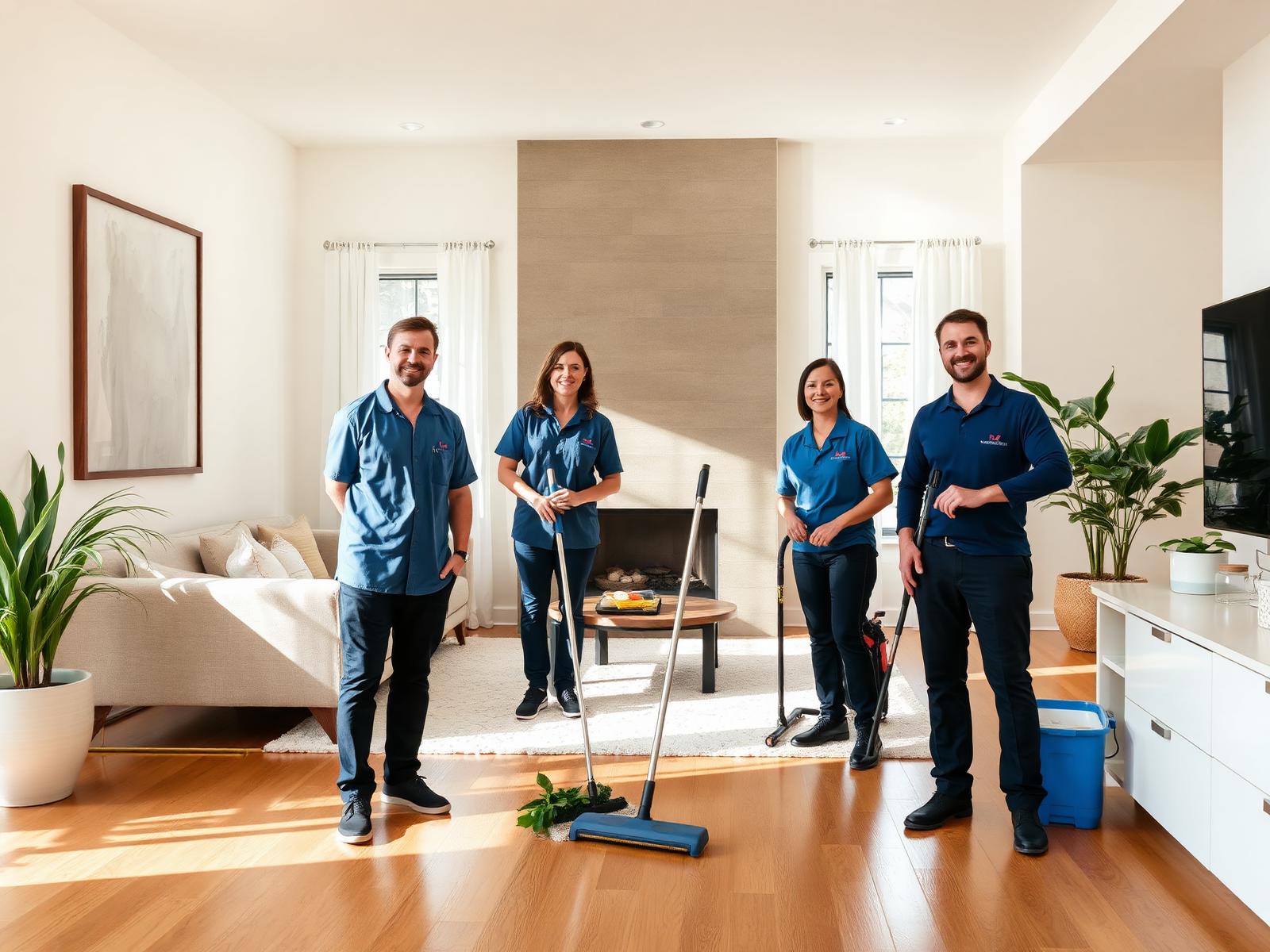 Professional cleaning team in modern San Antonio home